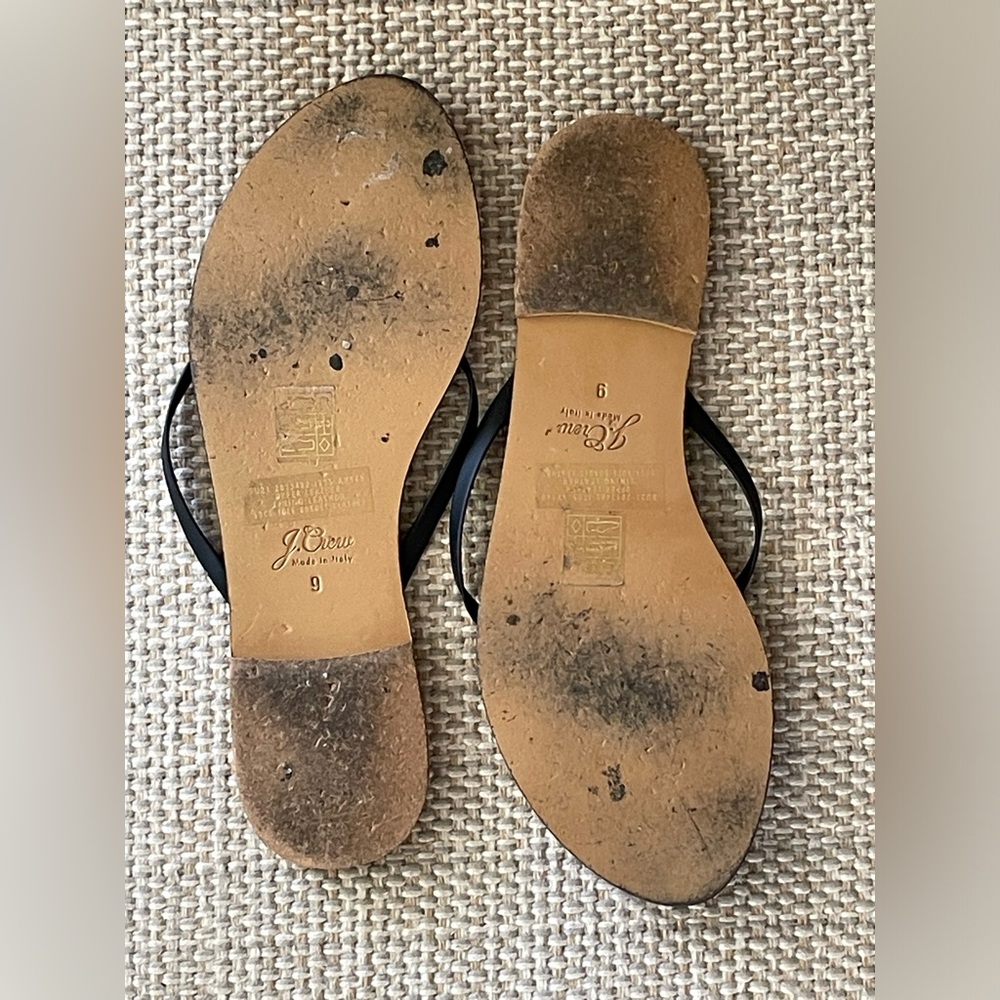 J. Crew Italian Leather Black Thong Sandals - Picture 6 of 6